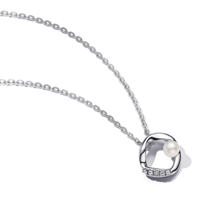 PANDORA náhrdelník s perlou a zirkónmi 393303C01