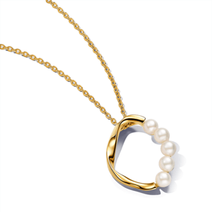 PANDORA pozlátený náhrdelník s perlami 363254C01