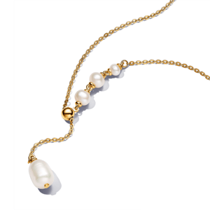 PANDORA pozlátený náhrdelník s perlami 363259C01