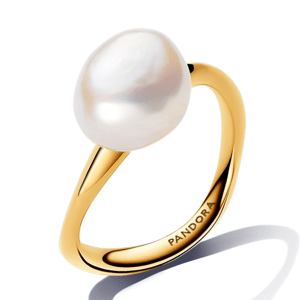 PANDORA pozlátený prsteň s perlou 163293C01