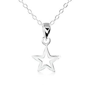 Strieborný náhrdelník 925, obrys plochej päťcípej hviezdičky